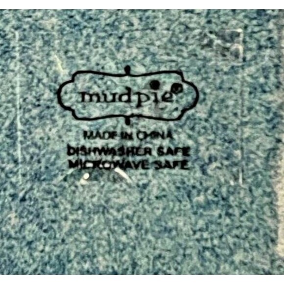 Mudpie Dessert or Cheese Plate Abstract Blue And White 8" Pottery Serving Plate - Picture 3 of 6